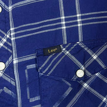 Load image into Gallery viewer, LEE &quot;Western Shirt&quot; Blue White Check Popper Button Long Sleeve Cotton Shirt
