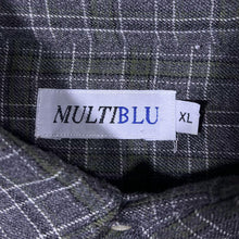 Load image into Gallery viewer, Vintage Multiblu Grey Green Plaid Check Long Sleeve Flannel Shirt
