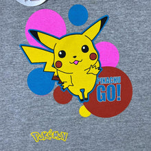 Load image into Gallery viewer, Vintage Nintendo Pokemon (1999) “Pikachu GO!” Anime Graphic Logo Grey T-Shirt
