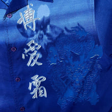 Load image into Gallery viewer, Early 00's New Roads Goth Y2K Blue Mix Open Collar Polyester Shirt
