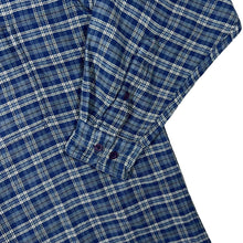Load image into Gallery viewer, Vintage Track &amp; Field Blue Plaid Check Long Sleeve Cotton Flannel Button-Up Shirt
