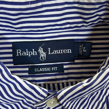 Load image into Gallery viewer, Vintage Ralph Lauren &quot;Classic Fit&quot; Blue White Striped Long Sleeve Button-Up Shirt
