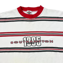 Load image into Gallery viewer, Vintage SOUTHAMPTON FC Football Club Embroidered Spellout Striped Colour Block T-Shirt
