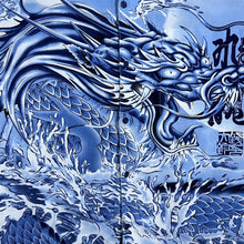 Load image into Gallery viewer, Early 00's Impaq Gothic Y2K Dragon Hip Hop Graphic Blue Short Sleeve Shirt
