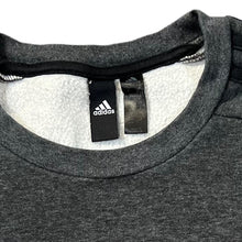 Load image into Gallery viewer, ADIDAS Classic Three Stripe Embroidered Mini Logo Dark Grey Crewneck Sweatshirt
