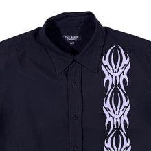 Load image into Gallery viewer, Take A Look Gothic Biker Y2K Tribal Graphic Black Polyester Short Sleeve Shirt
