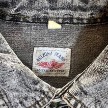 Load image into Gallery viewer, Vintage ARIZONA JEANS Leather Panel Cowboy Western Acid Wash Denim Long Sleeve Shirt
