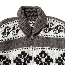Load image into Gallery viewer, Vintage 90&#39;s Handmade Grandad Icelandic Patterned Heavyweight Knit Zip Jumper
