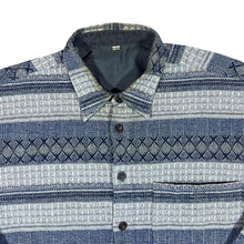 Load image into Gallery viewer, Vintage 90&#39;s Grey Blue Patterned Striped Long Sleeve Flannel Shirt
