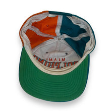 Load image into Gallery viewer, Vintage NFL MIAMI DOLPHINS Colour Block Embroidered Football Spellout Baseball Cap

