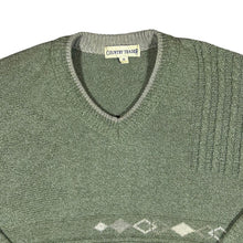 Load image into Gallery viewer, Vintage COUNTRY TRADER Grandad Patterned Cotton Acrylic Knit V-Neck Sweater Jumper
