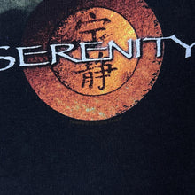 Load image into Gallery viewer, Vintage SERENITY (2005) Firefly TV Show Movie Spellout Graphic Black T-Shirt

