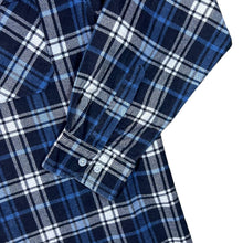 Load image into Gallery viewer, Vintage Canada Forest Navy White Blue Plaid Check Long Sleeve Flannel Shirt
