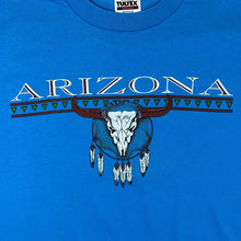 Load image into Gallery viewer, Vintage Tultex ARIZONA Cowskull Dreamcatcher Souvenir Spellout Graphic Blue T-Shirt
