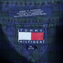Load image into Gallery viewer, Vintage Tommy Hilfiger Navy Green Tartan Check Crest Logo Long Sleeve Button-Down Shirt

