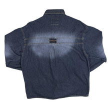 Load image into Gallery viewer, Vintage Stockerpoint Cowboy Western Black Leather Panel Popper Long Sleeve Shirt
