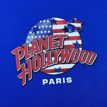 Load image into Gallery viewer, Early 00's Planet Hollywood "Paris" Souvenir Logo Graphic Blue Short Sleeve T-Shirt
