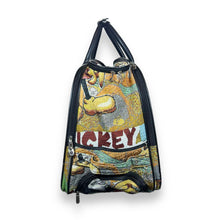 Load image into Gallery viewer, Early 00&#39;s DISNEY Mickey Mouse Woven Tapestry Design Pull Along Weekend Carry Bag Holdall
