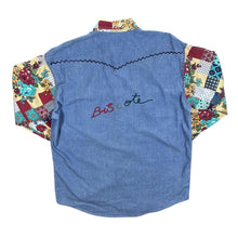 Load image into Gallery viewer, Vintage 90's Biscote Cowboy Western Floral Patterned Popper Long Sleeve Shirt
