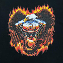 Load image into Gallery viewer, Early 00&#39;s SANMARINO Gothic Biker Flaming Eagle Engine Graphic T-Shirt
