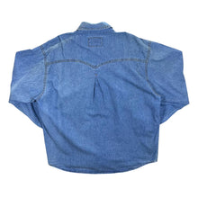 Load image into Gallery viewer, Vintage Stockerpoint Cowboy Western Blue Denim Long Sleeve Cotton Popper Shirt
