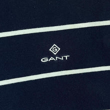 Load image into Gallery viewer, GANT Classic Embroidered Mini Logo Navy Blue White Striped Short Sleeve T-Shirt
