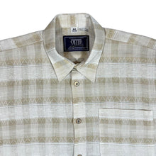 Load image into Gallery viewer, Vintage 90's SAVERO Beige Cream Patterned Striped Short Sleeve Flannel Shirt
