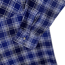 Load image into Gallery viewer, Vintage San Giotto Navy Blue White Plaid Check Cotton Long Sleeve Flannel Shirt
