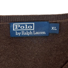 Load image into Gallery viewer, POLO RALPH LAUREN Pima Cotton Embroidered Mini Logo V-Neck Brown Knit Sweater Jumper
