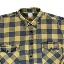 Load image into Gallery viewer, Vintage Yellow Black Lumberjack Plaid Check Long Sleeve Flannel Cotton Shirt
