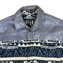 Load image into Gallery viewer, Vintage Faux Leather Effect Panel Patterned Fleece Button Jacket
