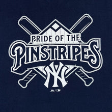 Load image into Gallery viewer, Majestic MLB NEW YORK YANKEES &quot;Pride Of The Pinstripes&quot; Baseball Spellout Graphic T-Shirt
