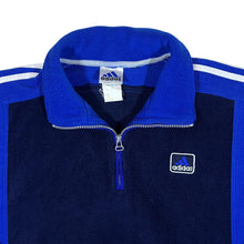 Load image into Gallery viewer, Vintage ADIDAS Three Stripe Colour Block Mini Logo 1/4 Zip Pullover Fleece Sweatshirt
