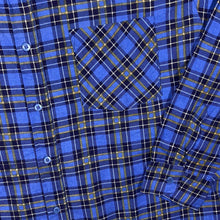 Load image into Gallery viewer, Vintage Pass World Blue Plaid Check Long Sleeve Cotton Flannel Shirt
