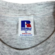 Load image into Gallery viewer, Vintage Russell Athletic WORK PLACE WEDNESDAY Made In USA Cartoon Graphic Grey T-Shirt
