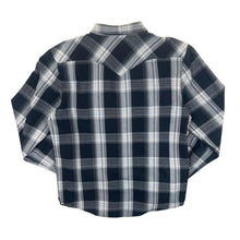 Load image into Gallery viewer, Vintage LEE Cowboy Western Black White Grey Plaid Check Popper Long Sleeve Shirt
