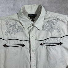 Load image into Gallery viewer, Atlas For Men Cowboy Western Filigree Patterned Cream Cotton Popper Long Sleeve Shirt
