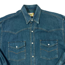 Load image into Gallery viewer, Vintage 90's SMITHY JEANSWEAR Classic Blue Denim Pearl Snap Popper Button Western Long Sleeve Denim Shirt
