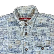 Load image into Gallery viewer, Vintage SIGNUM Crazy Abstract Blue Patterned Short Sleeve Flannel Shirt
