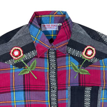 Load image into Gallery viewer, Vintage 90's ON THE ROAD Embroidered Floral Multi Plaid Check Hippy Long Sleeve Shirt
