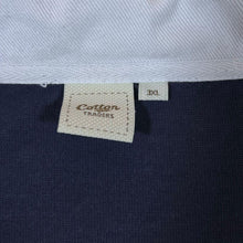 Load image into Gallery viewer, Cotton Traders Navy Blue Contrast Collared Short Sleeve Rugby Polo Shirt
