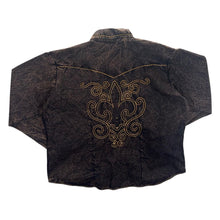 Load image into Gallery viewer, Vintage Stars &amp; Stripes Cowboy Western Popper Long Sleeve Brown Cotton Shirt
