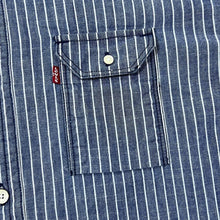 Load image into Gallery viewer, LEVI&#39;S 201 Classic Blue White Striped Denim Effect Long Sleeve Shirt
