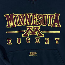 Load image into Gallery viewer, Vintage Easton MINNESOTA HOCKEY Embroidered Ice Hockey Spellout Black Pullover Hoodie
