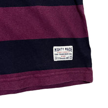 Load image into Gallery viewer, LEVI&#39;S Mighty Made Colour Block Burgundy Black Striped Short Sleeve Cotton T-Shirt
