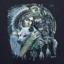 Load image into Gallery viewer, Vintage WILD Gothic Native American Wolf Spiritual Dream Catcher Graphic T-Shirt
