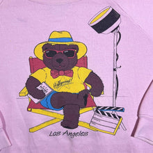 Load image into Gallery viewer, Vintage 80&#39;s Los Angeles &quot;Hollywood&quot; Bear Cartoon Souvenir Baby Pink Sweatshirt

