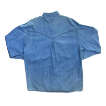 Load image into Gallery viewer, Vintage Bugatti Company Cowboy Western Blue Denim Popper Long Sleeve Shirt
