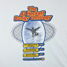 Load image into Gallery viewer, Early 00&#39;s BUNGY THRILLOGY New Zealand Souvenir Spellout Graphic White T-Shirt
