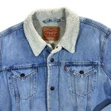 Load image into Gallery viewer, LEVI&#39;S Classic Red Tab Sherpa Fleece Lined Trucker Blue Denim Jacket
